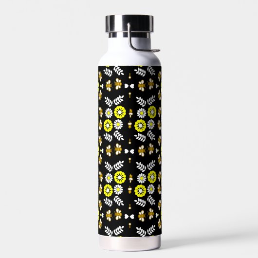 Botanisches Bienen-Blumen-Muster Trinkflasche (Links)