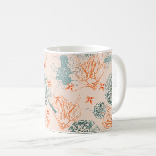 Botanisches Blasmuster Kaffeetasse (VorderseiteRechts)