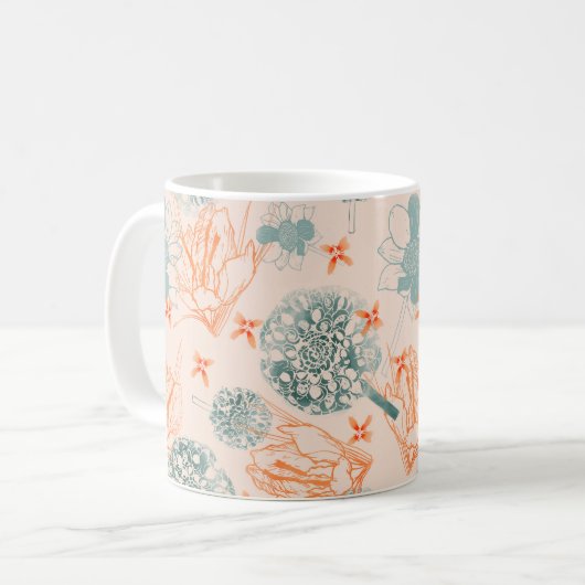 Botanisches Blasmuster Kaffeetasse (Vorderseite Links)