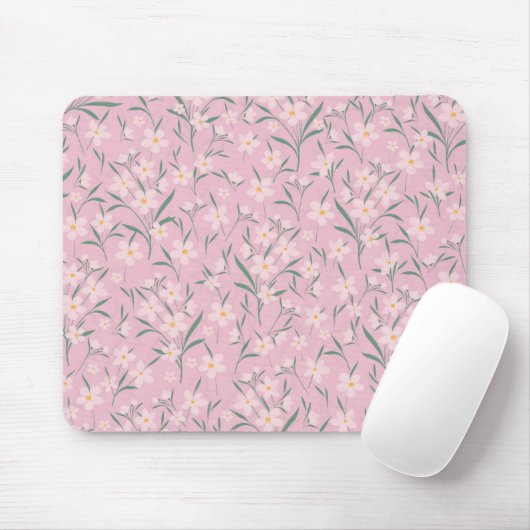 Botanisches, blassrosa, rosafarbenes Design Mousepad (Mit Mouse)
