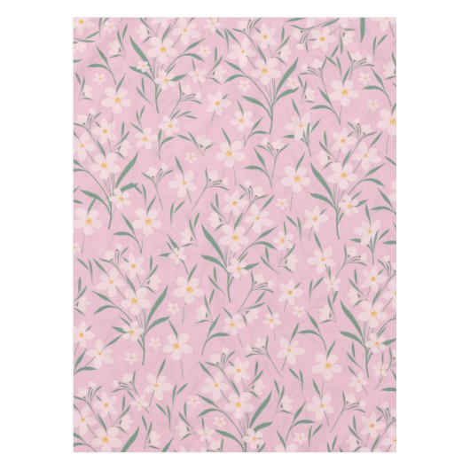 Botanisches, blassrosa, rosafarbenes Design Tischdecke (Vorderseite)