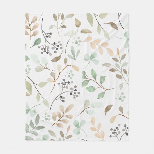 Botanisches Blätter Fleece-Decke Fleecedecke (Vorderseite)