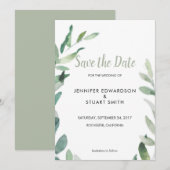 Botanisches Blätter mit Aquarellfarben Save the Da Date (Vorne/Hinten)