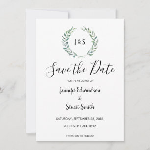 Botanisches Blätter mit Aquarellfarben Save the Da Date