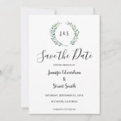 Botanisches Blätter mit Aquarellfarben Save the Da Save The Date (Vorderseite)