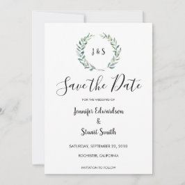 Botanisches Blätter mit Aquarellfarben Save the Da Save The Date