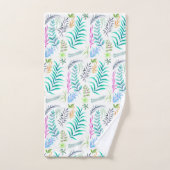 Botanisches Blätter Wasserfarbe Muster weiß Badhandtuch Set (Handtuch)