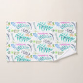 Botanisches Blätter Wasserfarbe Muster weiß Badhandtuch Set (Handtuch)