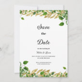 Botanisches Blattgold im Grünen Save the Date Einladung (Vorderseite)