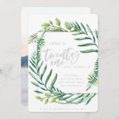 Botanisches Blattwerk 21. Geburtstag Foto Einladung (Vorne/Hinten)