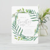 Botanisches Blattwerk 21. Geburtstag Foto Einladung (Stehend Vorderseite)