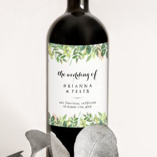 Botanisches Blattwerk Hochzeitsweinetiketten Weinetikett