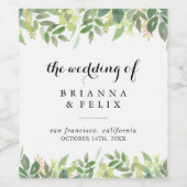Botanisches Blattwerk Hochzeitsweinetiketten Weinetikett (Einzelnes Label)