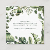 Botanisches Blattwerk mit Wasserfarbe, modern trop Quadratische Visitenkarte (Rückseite)