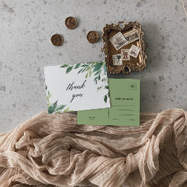 Botanisches Blattwerk Moderne Grüne Vielen Dank Postkarte