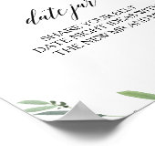 Botanisches Blattwerk Modernes Grün Datum Jar-Zeic Poster (Ecke)