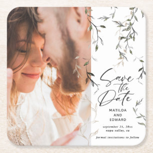 Botanisches Blattwerk Rechteckiger Pappuntersetzer