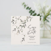 Botanisches Blattwerk Save The Date (Stehend Vorderseite)