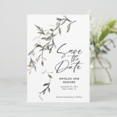 Botanisches Blattwerk Save The Date (Stehend Vorderseite)
