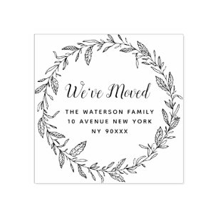 botanisches Blattwerk Wir haben eine neue Adresse Gummistempel