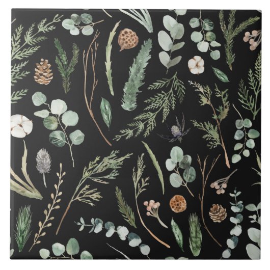 Botanisches Blau, grün, modern Fliese (Vorderseite)