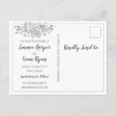 Botanisches Blau Save the Date Hochzeit Postkarte (Rückseite)