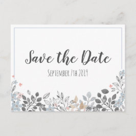 Botanisches Blau Save the Date Hochzeit Postkarte