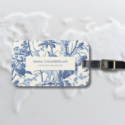 Botanisches Blau und Weiße Chinoiserie Custom Gepäckanhänger