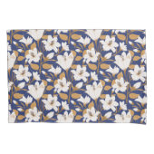 Botanisches blaues Beige-Lily-Floral-Muster Kissenbezug (Vorderseite-Links)