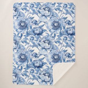Botanisches Blaues Blumenmuster Feines Porzellan B Sherpadecke