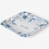 Botanisches blaues Blumenpapier Pappteller (Gewinkelt)