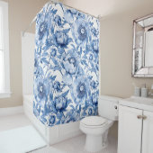 Botanisches blaues Flor Delikate Porzellan Blume Duschvorhang (Beispiel)