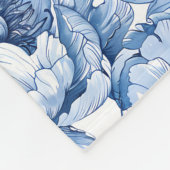 Botanisches blaues Flor Delikate Porzellan Blume Fleecedecke (Ecke)