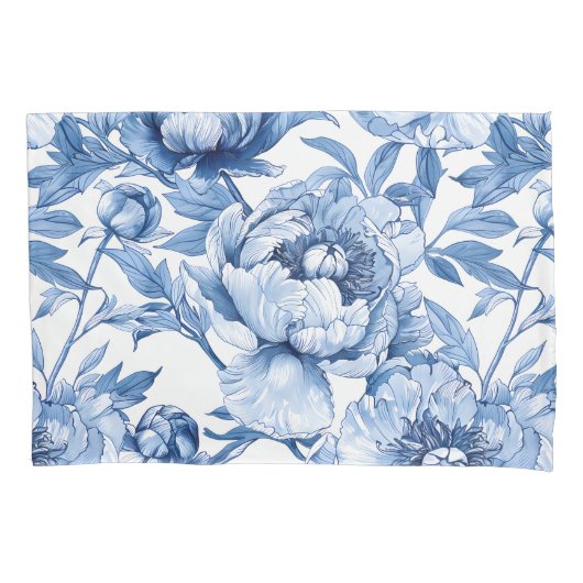 Botanisches blaues Flor Delikate Porzellan Blume Kissenbezug (Vorderseite)