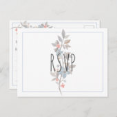 Botanisches blaues Floral Wedding RSVP Postkarte (Vorne/Hinten)
