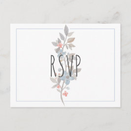 Botanisches blaues Floral Wedding RSVP Postkarte