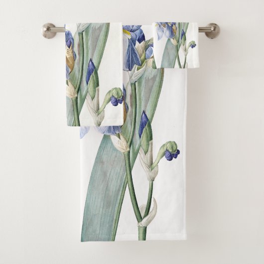 Botanisches blaues Iris-Blumen-Kunst-Bad-Tuch-Set Badhandtuch Set (Insitu)