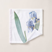 Botanisches blaues Iris-Blumen-Kunst-Bad-Tuch-Set Badhandtuch Set (Waschlappen)
