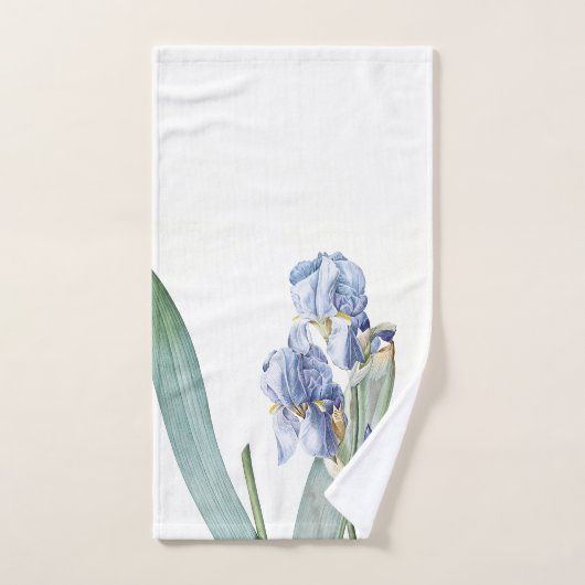 Botanisches blaues Iris-Blumen Redoute Badhandtuch Set (Handtuch)
