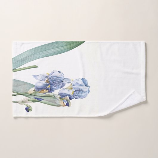 Botanisches blaues Iris-Blumen Redoute Badhandtuch Set (Handtuch)