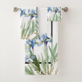Botanisches blaues Iris-Blumen Redoute Badhandtuch Set (Insitu)