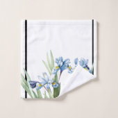 Botanisches blaues Iris-Blumen Redoute Badhandtuch Set (Waschlappen)