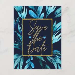 Botanisches Blauwasser Save the Date Ankündigungspostkarte