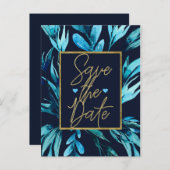Botanisches Blauwasser Save the Date Ankündigungspostkarte (Vorne/Hinten)