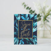 Botanisches Blauwasser Save the Date Ankündigungspostkarte (Stehend Vorderseite)