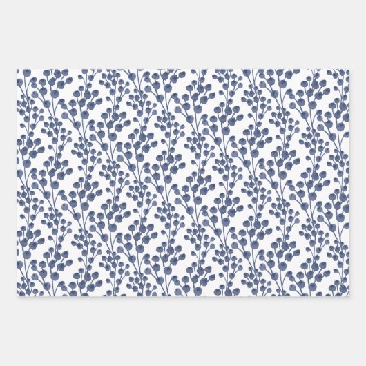 Botanisches Blech-Set der Blauen Navy von 3 Geschenkpapier Set (Vorderseite 3)