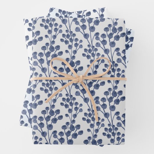 Botanisches Blech-Set der Blauen Navy von 3 Geschenkpapier Set (Beispiel)