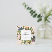 Botanisches Bliss | Elegant gezeichnet | Creme Quadratische Visitenkarte (Stehend Vorderseite)