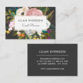 Botanisches Bliss | Elegant gezeichnet | Schwarz Visitenkarte (Vorne/Hinten)