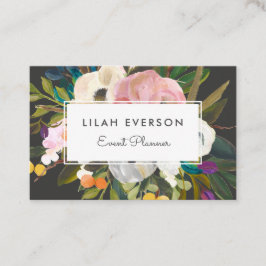 Botanisches Bliss | Elegant gezeichnet | Schwarz Visitenkarte